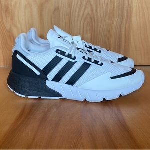 NEW Womens 7 Men's 6 Adidas ZX 1K Boost Athletic Shoes Black White SEF1200
